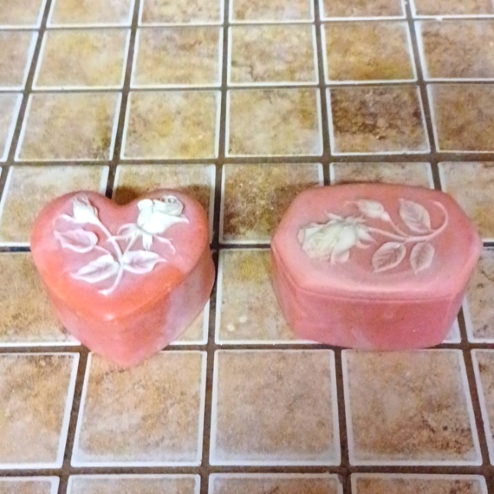 Pink Heart & Round Soap Stone Trinkets